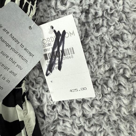 La Ligne Midi Dress Black White Smocked Cotton Poplin Medium Party MSRP $425 - Picture 10 of 12